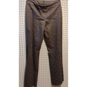 Tahari Brown Dress Pants Women Career Size 4 Ornate Floral Button Zip
